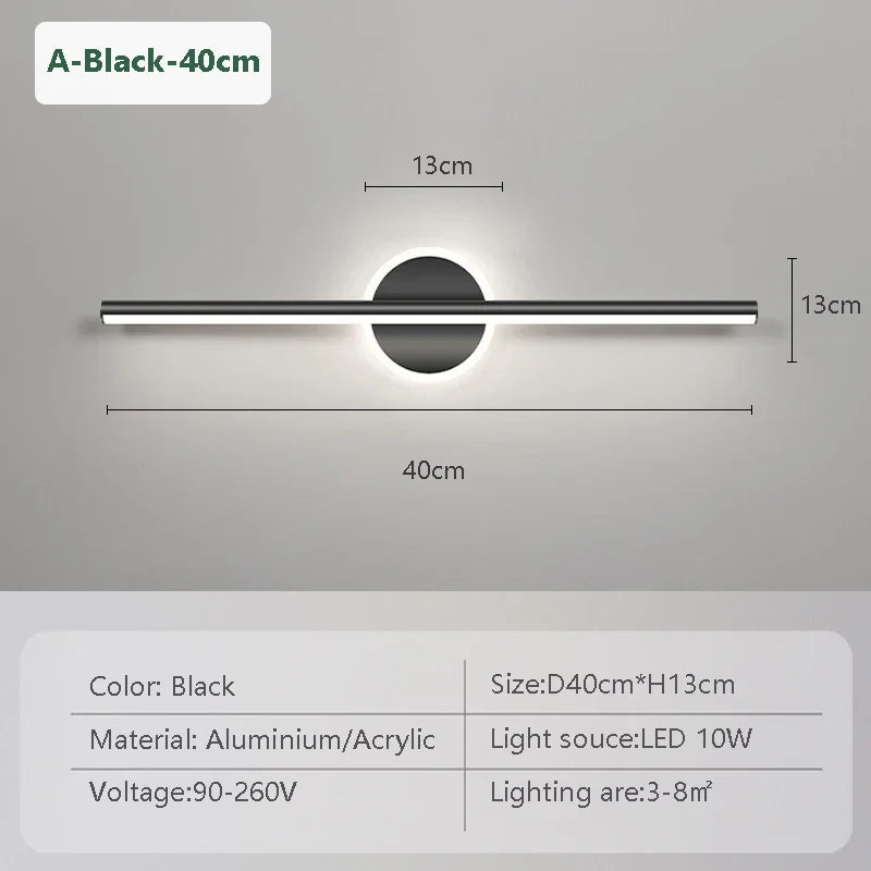 LED Wandleuchte LineaLux | Schwarz & Gold | 40/60/80 cm | Warm-, Kalt- & Dreifarb-Licht | Moderne Spiegel- & Wandbeleuchtung