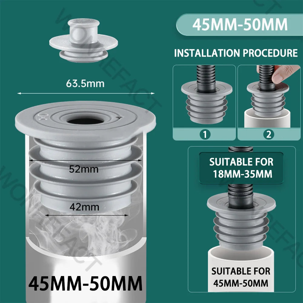 Silikon Abflussdichtung DRAINLOK | Geruchsstopp & Insektenschutz | Für 3,5–7,5 cm Rohre | 2er-Set
