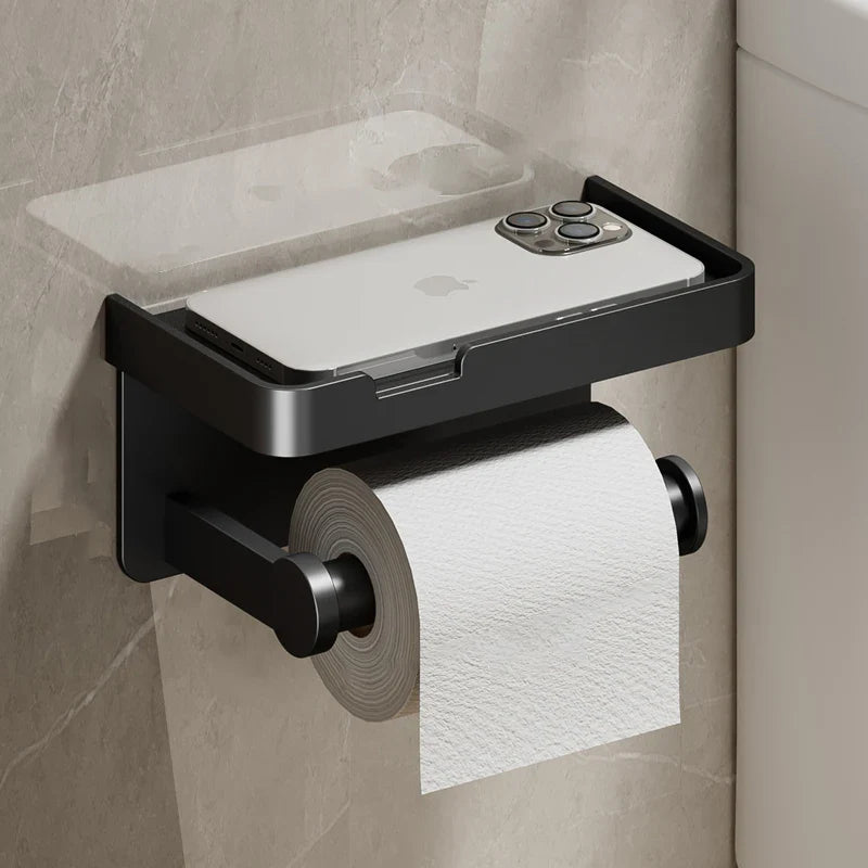 Toilettenpapierhalter Wandmontage | Aluminiumlegierung | Ohne Bohren | Grau/Schwarz/Weiß
