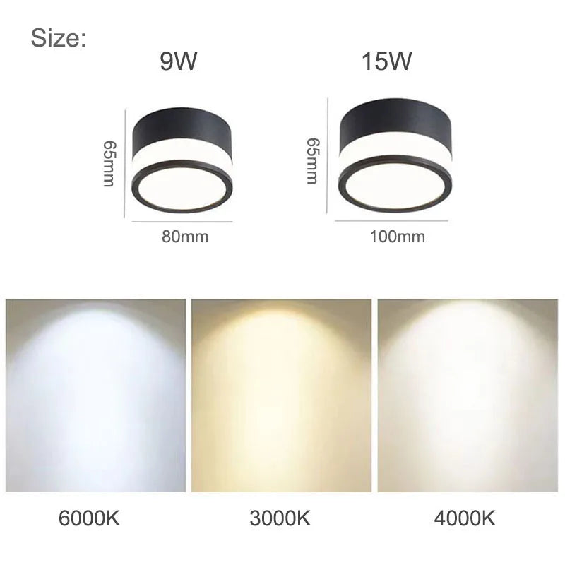 NordicGlow Deckenstrahler | LED Aufbaulicht 9W / 15W | Warm-, Neutral- & Kaltweiß | Aluminium Designleuchte