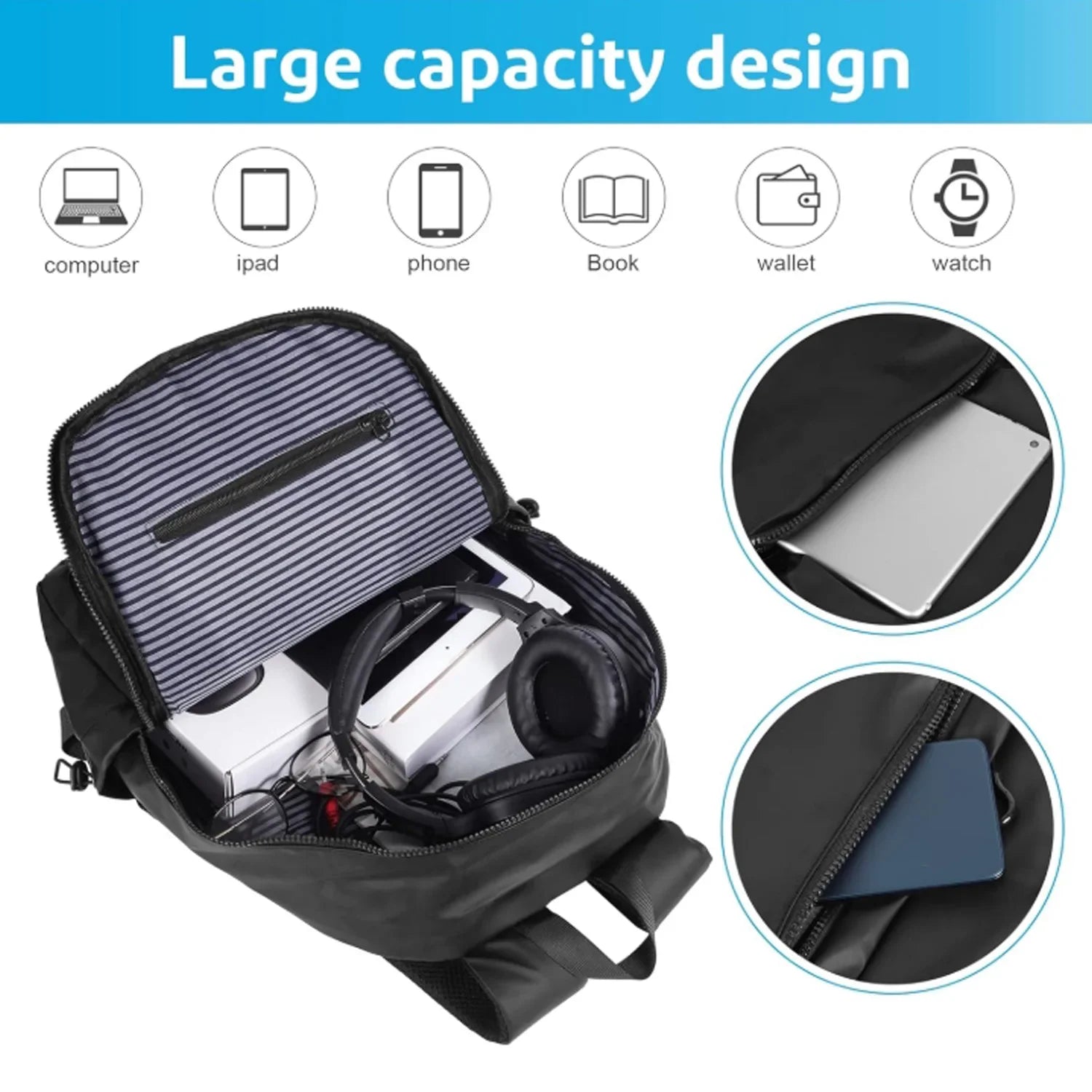 Laptop-Rucksack Menqor UrbanShield 14" | Wasserfester PU-Rucksack für Herren | 28,5 × 43 × 13 cm | Leicht, robust & mit Laptopfach