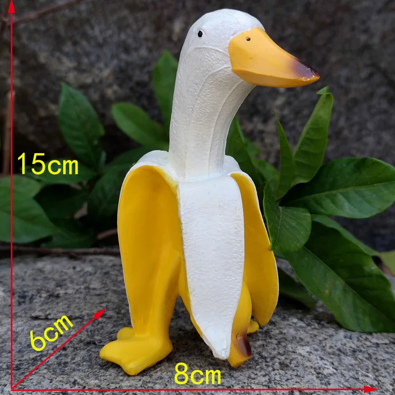 BananaDuck Skulptur "Quaki" | Lustige Gartendeko | Wetterfestes Kunstharz | 17 cm