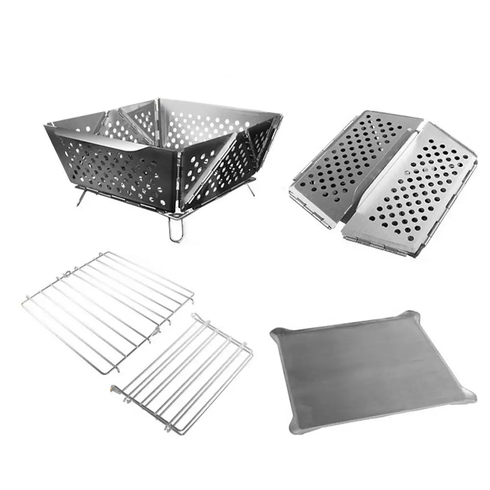 FireFold | Tragbarer Faltgrill aus Edelstahl | Camping- & Outdoor-Holzofen | 20,5 × 18,7 × 9,2 cm
