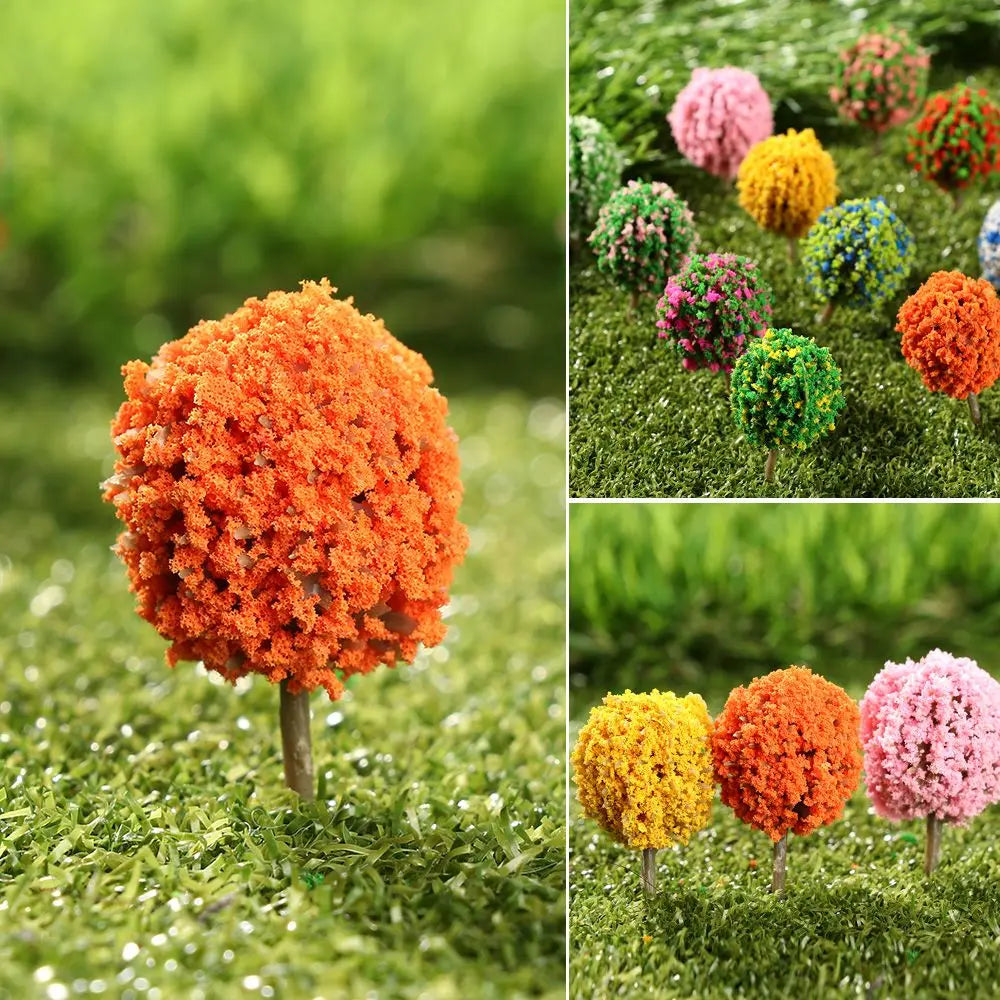 ScenaFlor Miniatur-Baummodell Set | 10-teilig | Für Modellbau & Landschaftsgestaltung | Bunte Deko-Bäumchen aus Kunststoff