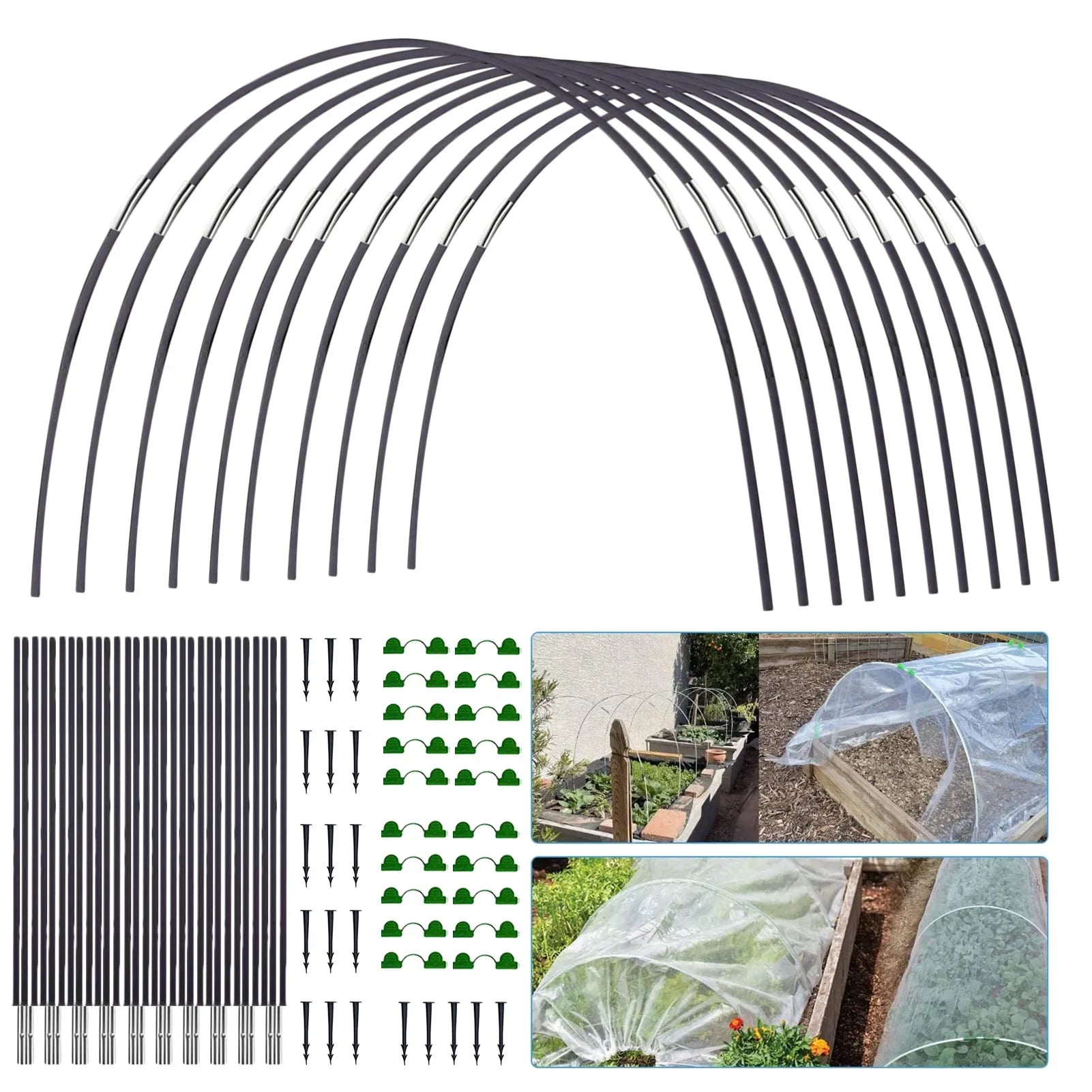 Plantura FlexGrow Gartenbügel-Set aus Fiberglas | DIY Pflanztunnel für Hochbeete & Frühbeet | Rostfrei & Wiederverwendbar | Inkl. Steckverbinder