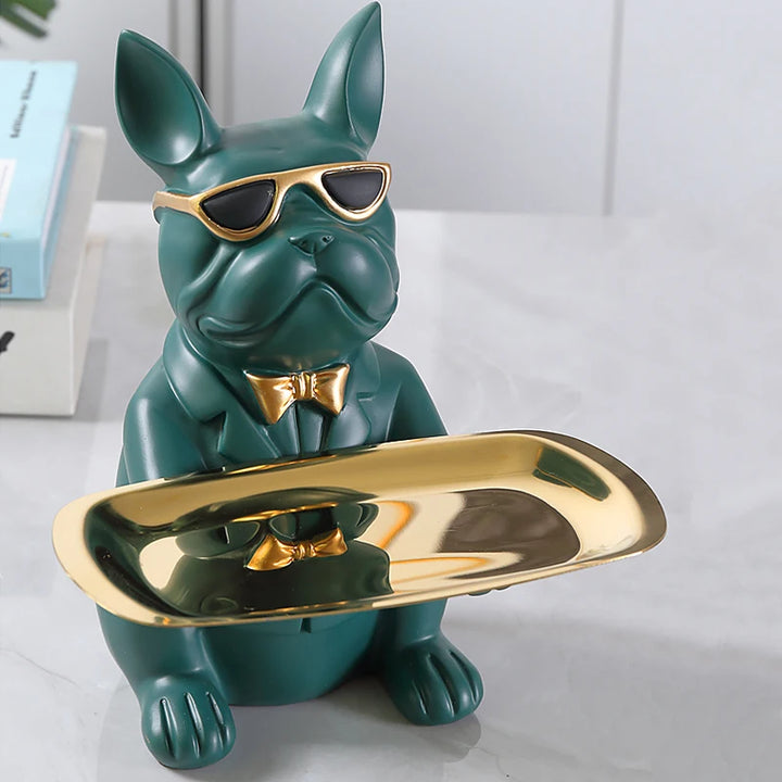 Decodoggo Bulldog Schlüsselhalter Dekorfigur | 26 cm | Aus Harz | Stilvoll & Funktional | Für Schlüssel & Kleinteile
