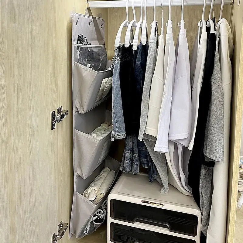 HangSmart Aufbewahrungstasche | Große Hängelösung mit 7 Fächern | Sichtfenster & Platzsparend | 2–3 Lagen | Oxford-Stoff