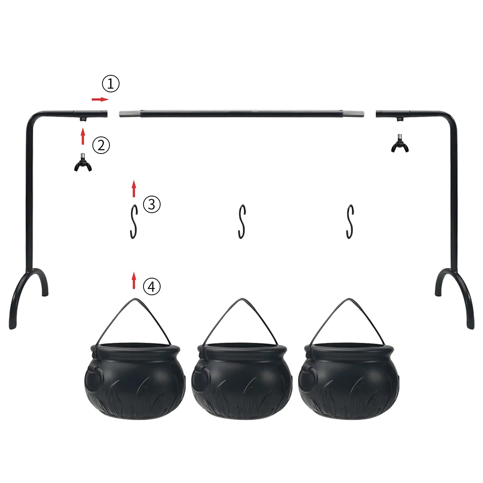 CauldronCharm | Halloween Hexenkessel Schalen Set (3 Stück) mit Ständer | Deko & Serviergeschirr