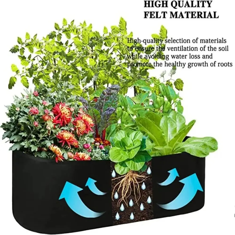 Florabrix Pflanzsack | Rechteckiger Pflanzbeutel aus Vliesstoff | Mit Griffen & Drainage | Für Gemüse, Blumen & Kräuter