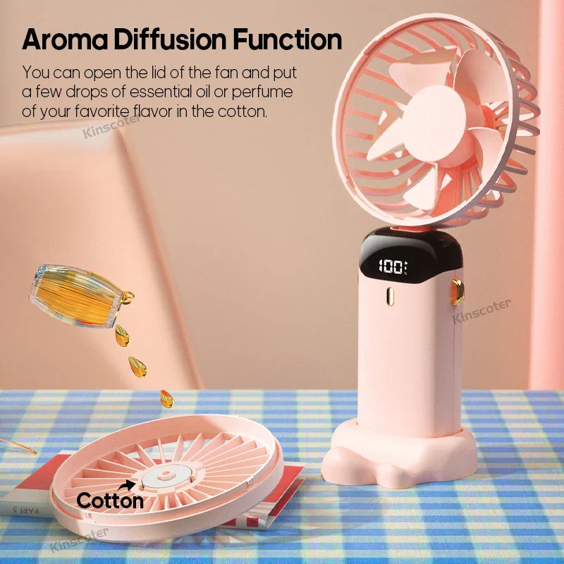 AERIONIQ 3-in-1 Mini-Ventilator | LED-Anzeige | 5 Stufen | Akku mit Powerbank-Funktion | Tragbar & aufstellbar