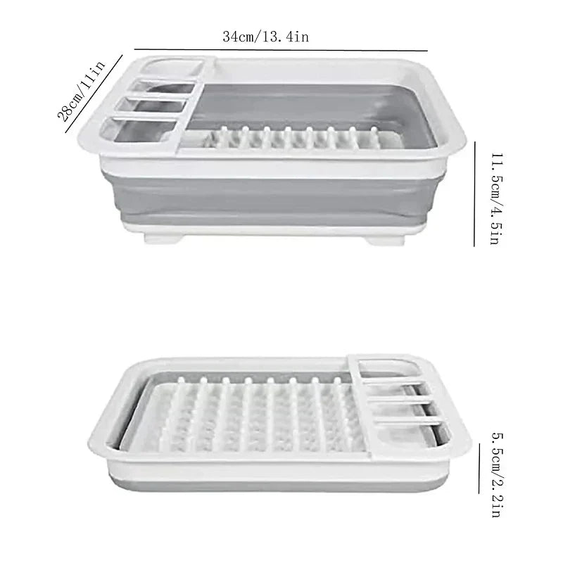 TrockniQ Faltbares Abtropfgestell Küche | Geschirrständer mit Wasserablauf | Platzsparend & Waschbar | Modernes Design aus Kunststoff