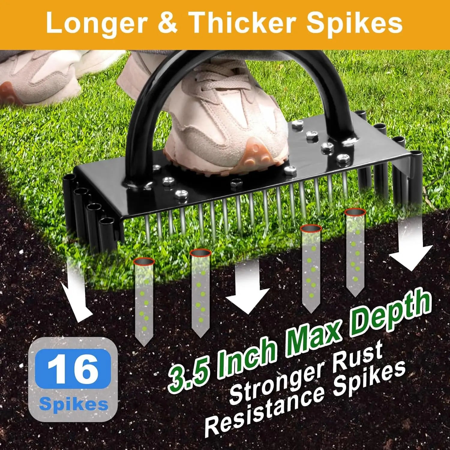 Verdex AirCore Pro 2-in-1 Hand-Rasenlüfter aus Stahl | Mit 16 Spikes & 8 Erdkernen | Für Garten, Rasen & Bodenpflege