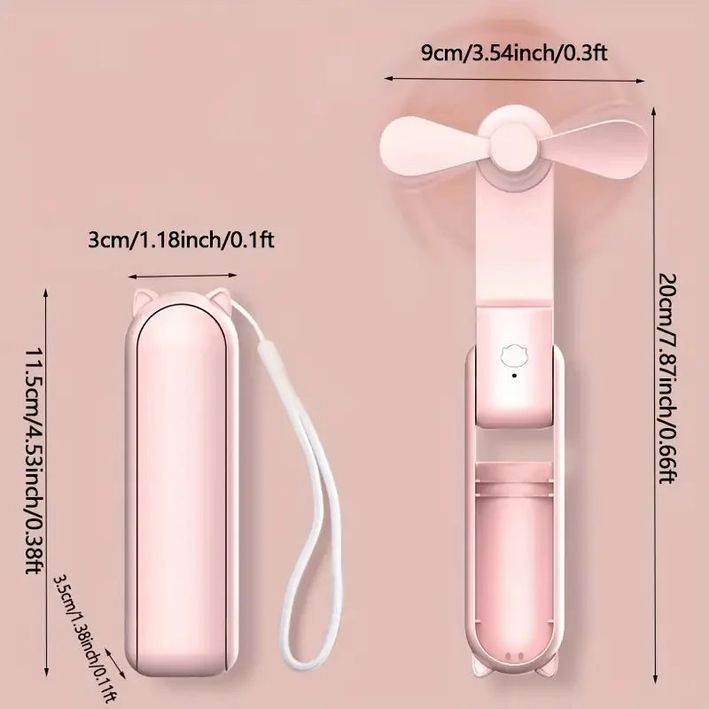Mini Handventilator Breezella | USB Wiederaufladbar | 3 Geschwindigkeiten | Faltbar & Powerbank-Funktion | 2000 mAh Akku