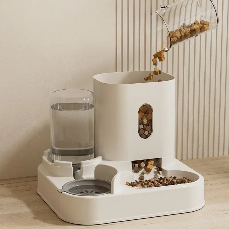 PawLuxe Automatischer Futterspender | 2-in-1 Futter- & Wasserspender | Große Kapazität | Hygienisch & Umfallsicher