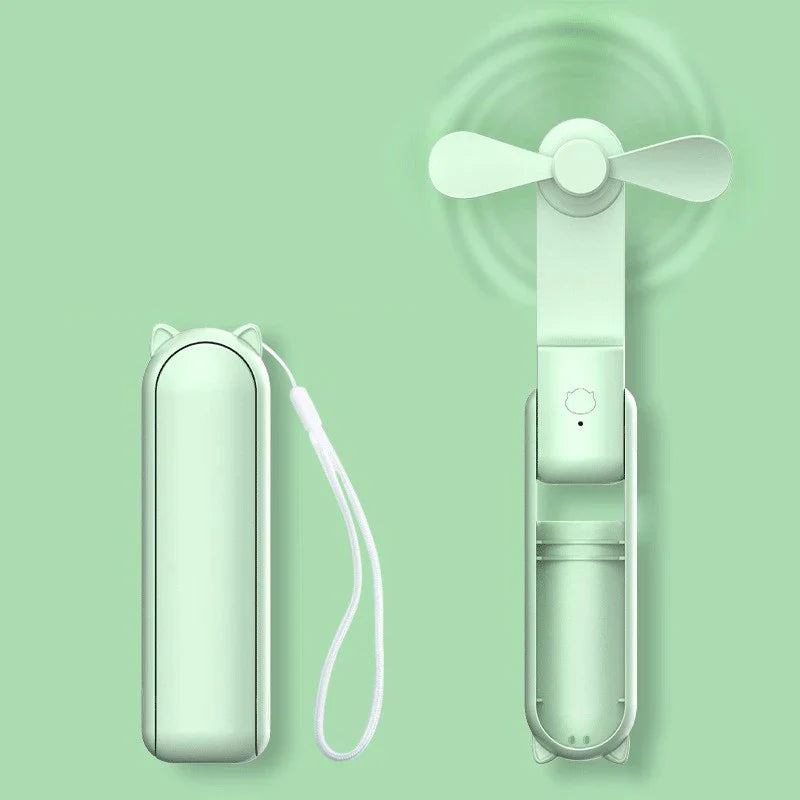 Mini Handventilator Breezella | USB Wiederaufladbar | 3 Geschwindigkeiten | Faltbar & Powerbank-Funktion | 2000 mAh Akku