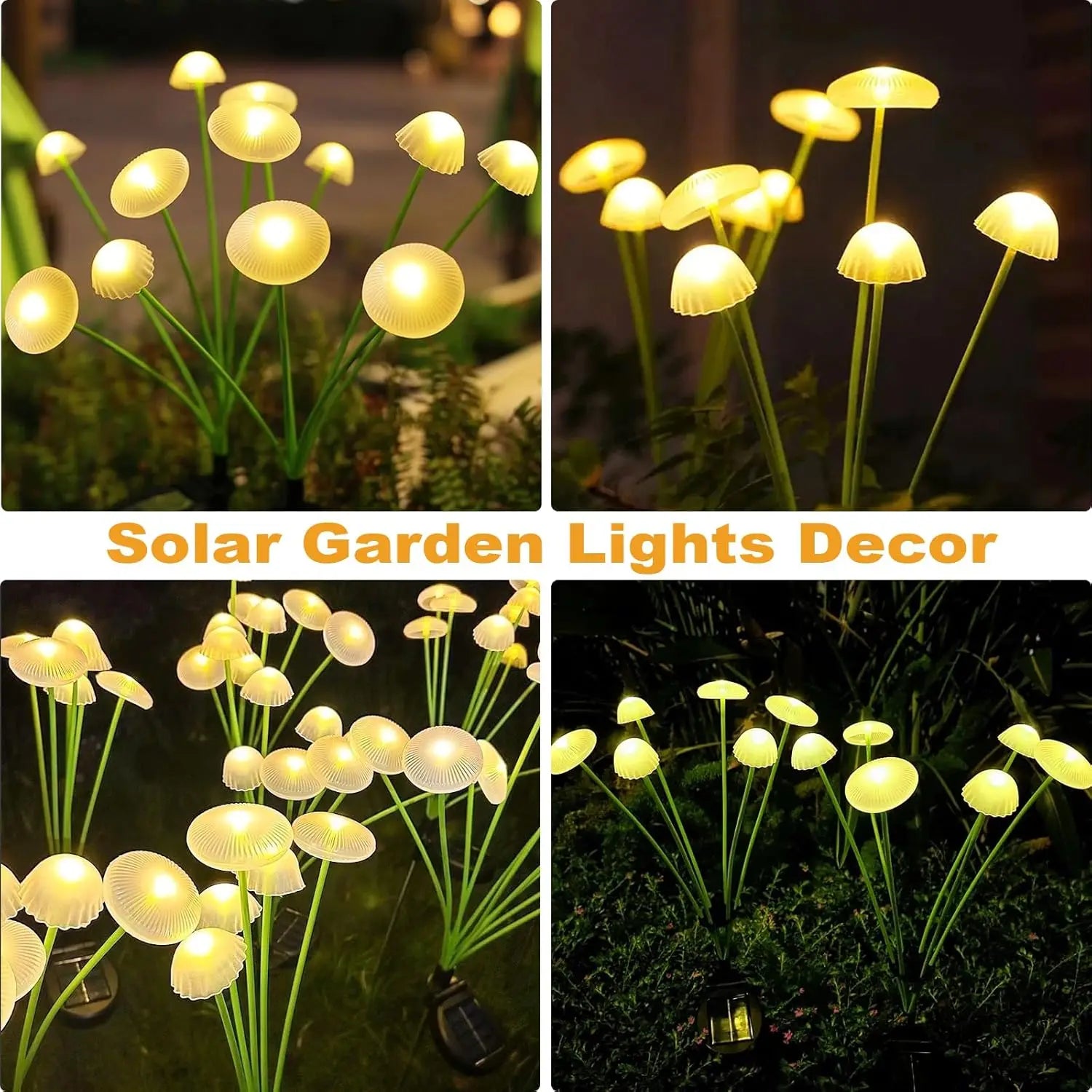 GlowPilz Solar-Gartenleuchte 6 LEDs | Quallen- & Pilzdesign | Für Garten, Terrasse & Außenbereiche