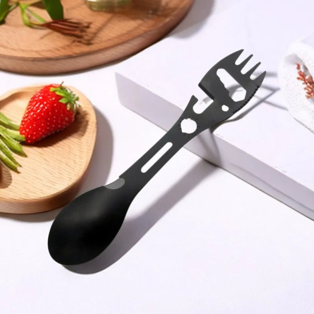 TrailSpork Pro | 6-in-1 Edelstahl Camping-Spork | Gabel, Löffel, Grabwerkzeug & Selbstschutz | Ultraleicht & kompakt | Für Outdoor & Survival