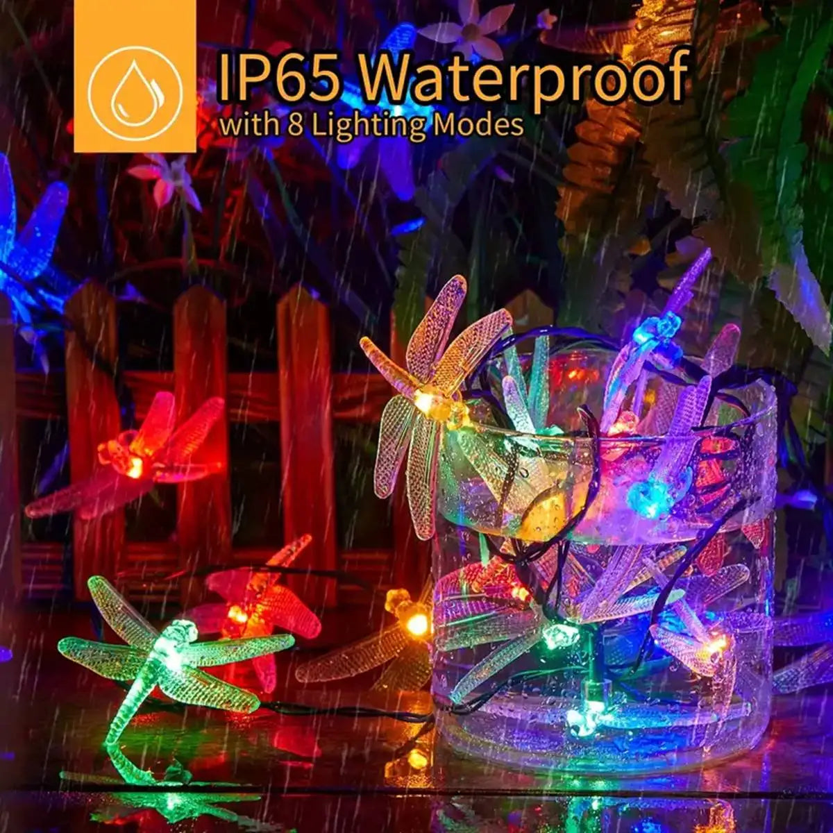 Solar-Lichterkette Lumila | 5 m mit 20 Libellen-LEDs | 8 Modi | Wasserdicht & Outdoor geeignet