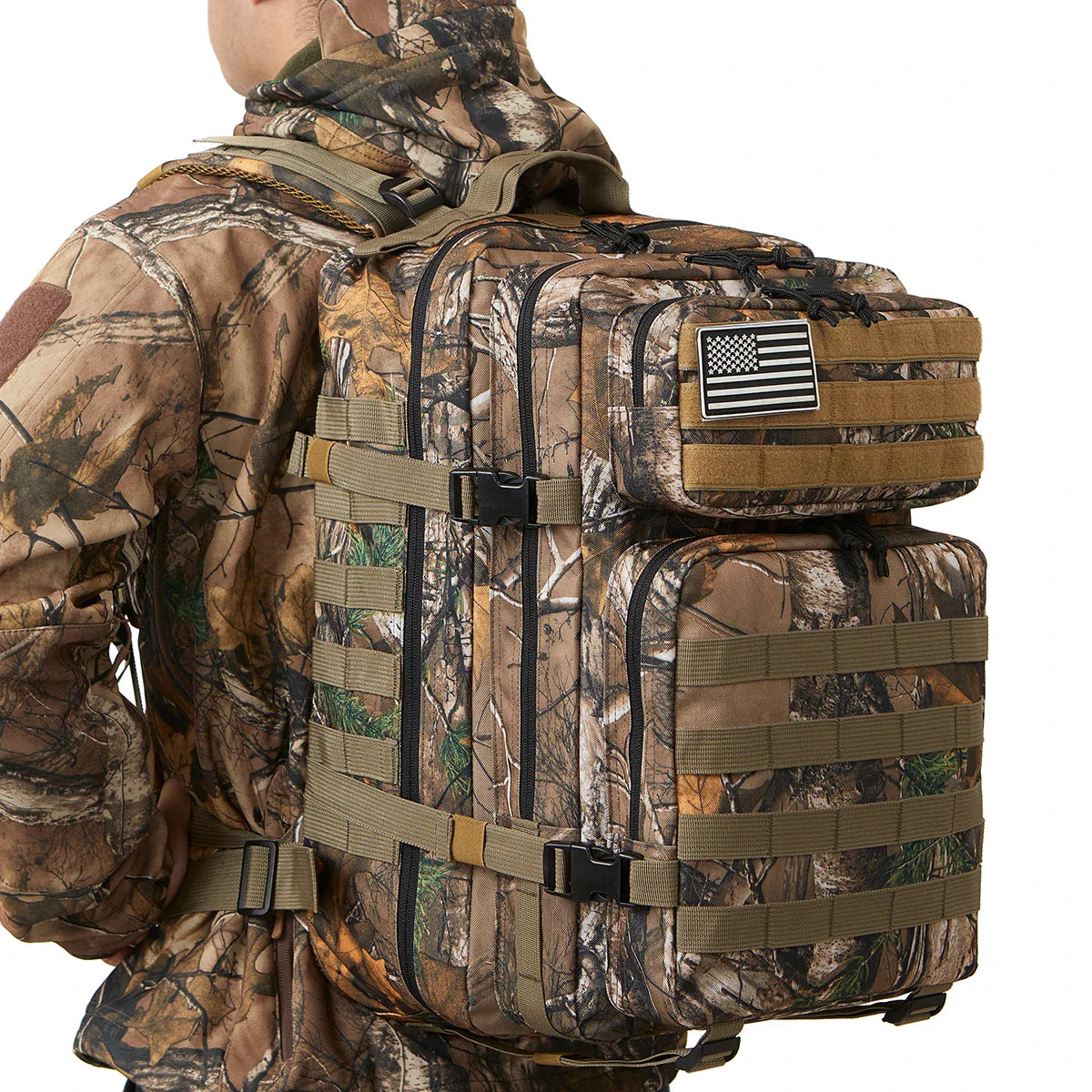 TACTICO45 45 L Outdoor Rucksack | Molle‑System | 3‑Tages Kapazität | Robust & Multifunktional – Schwarz/Khaki/Olive