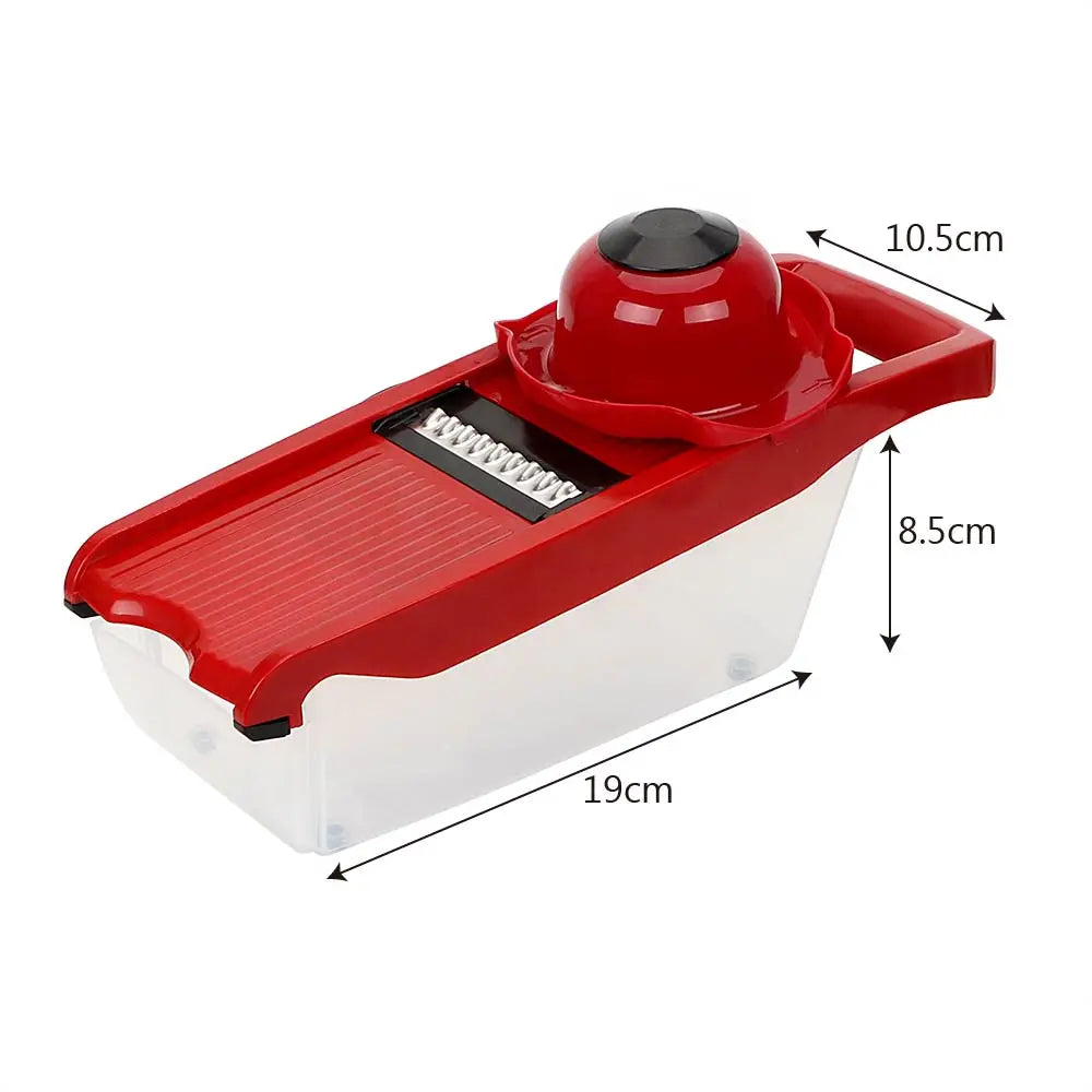 Gemüseschneider Set 9-teilig | Mit Auffangbox & Fingerschutz | SchnittMeister Pro in Rot