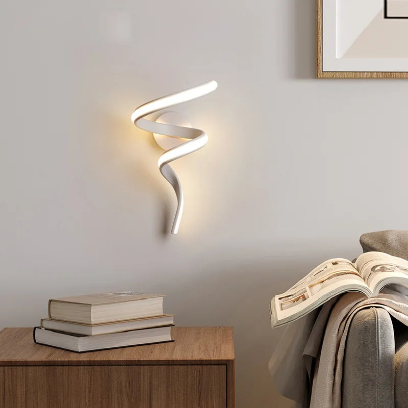 LED Wall Lamp NordLED Wandleuchte | Nordisches Spiral Design | Modern & Energiesparend | Für Schlafzimmer, Flur & Wohnzimmerc Spiral Sconce Light For Stairs Bedroom Bedside Study Hallway Background Indoor Decor Wall Lighting Fixtures