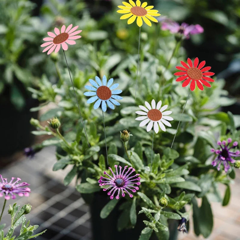 Floravento 5er-Set Sonnenblumen Gartenstecker | Vintage Metall-Deko | Wetterfest & UV-beständig | Für Garten, Balkon & Terrasse