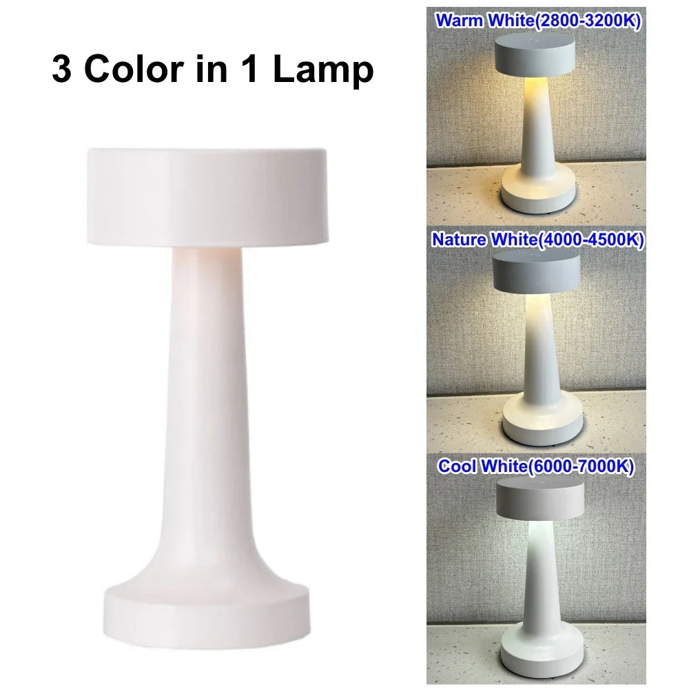 LED Tischlampe | 3 Lichtfarben | Touch-Dimmer | USB-C Wiederaufladbar