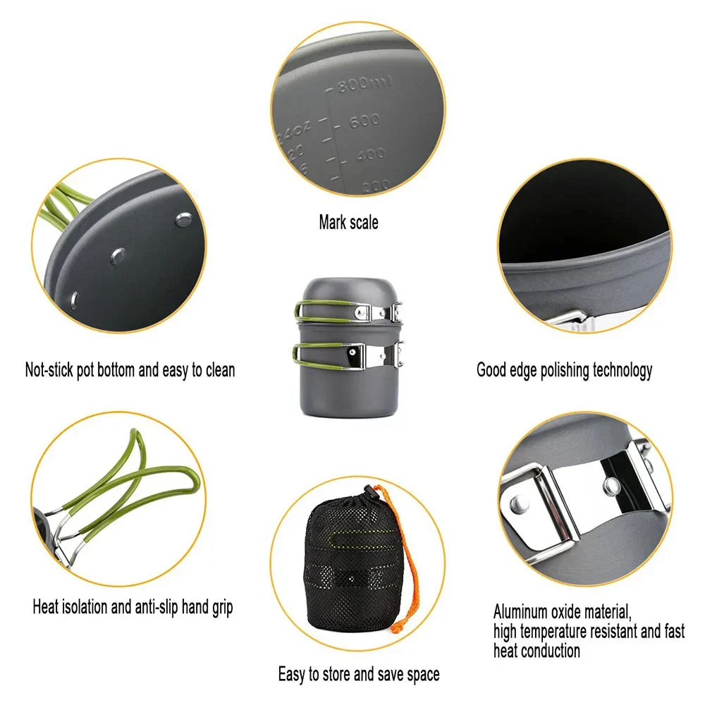 Trailvore CookLite Camping Kochset | Leicht & Faltbar | Topf mit Deckel | Inkl. Transporttasche | Für Wandern, Trekking & Outdoor