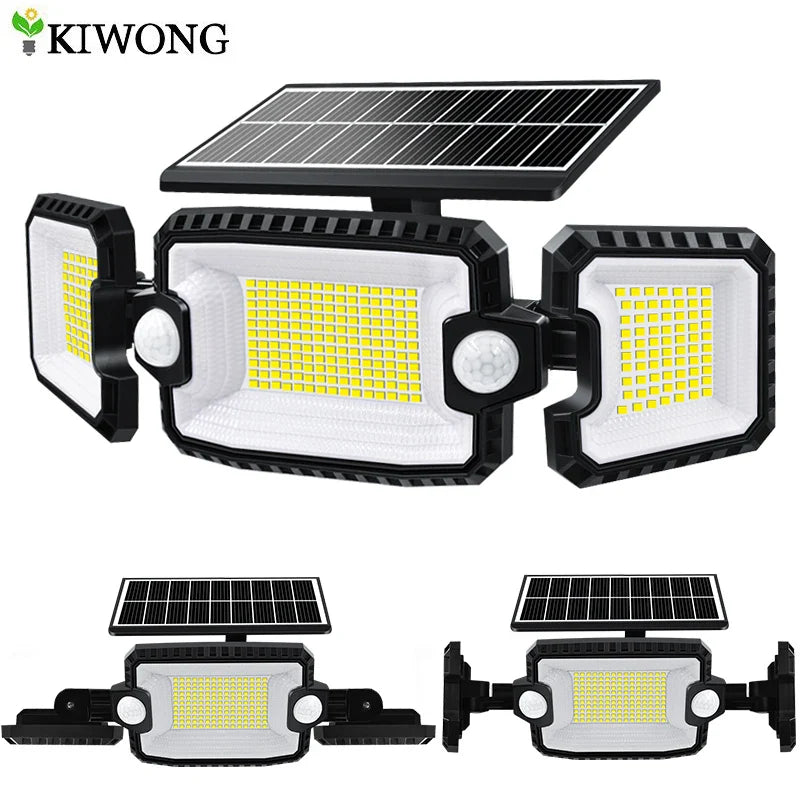 SecuSolar MaxView 167 Solar Sicherheitsstrahler 167 LEDs | 3 Schwenkbare Köpfe | Bewegungsmelder & 3 Leuchtmodi | IP65 Wasserdicht | 2200 Lumen