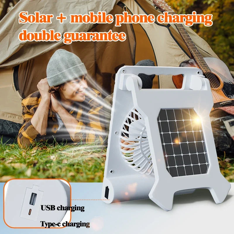 Solar Camping Ventilator | Faltbares Solarpanel | Powerbank & LED-Licht | Ultra-Leichtgewicht  Markenname: VenturioX