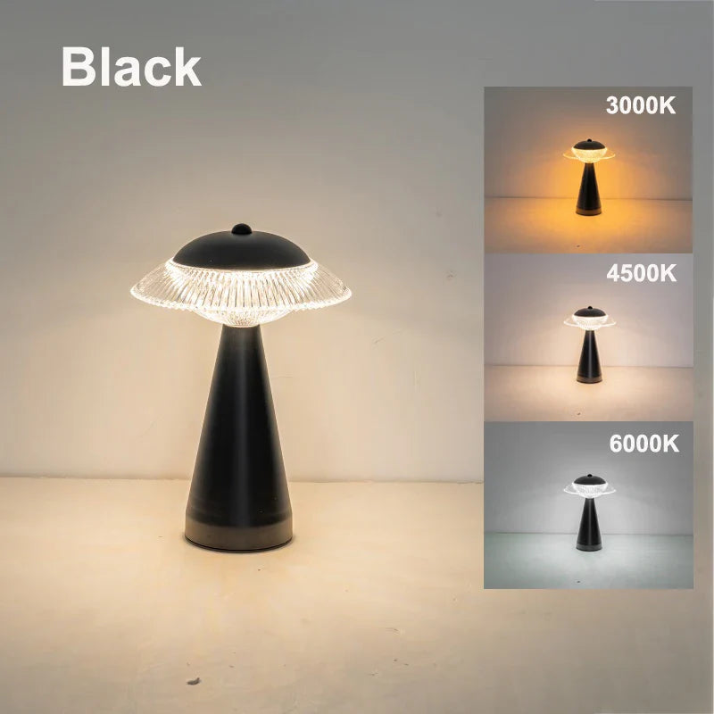 LED Tischlampe Aurelio | Touch-Steuerung & Stufenlos dimmbar | Wiederaufladbar | 3 Lichtfarben | Eisen & Acryl | 23 × 16 cm