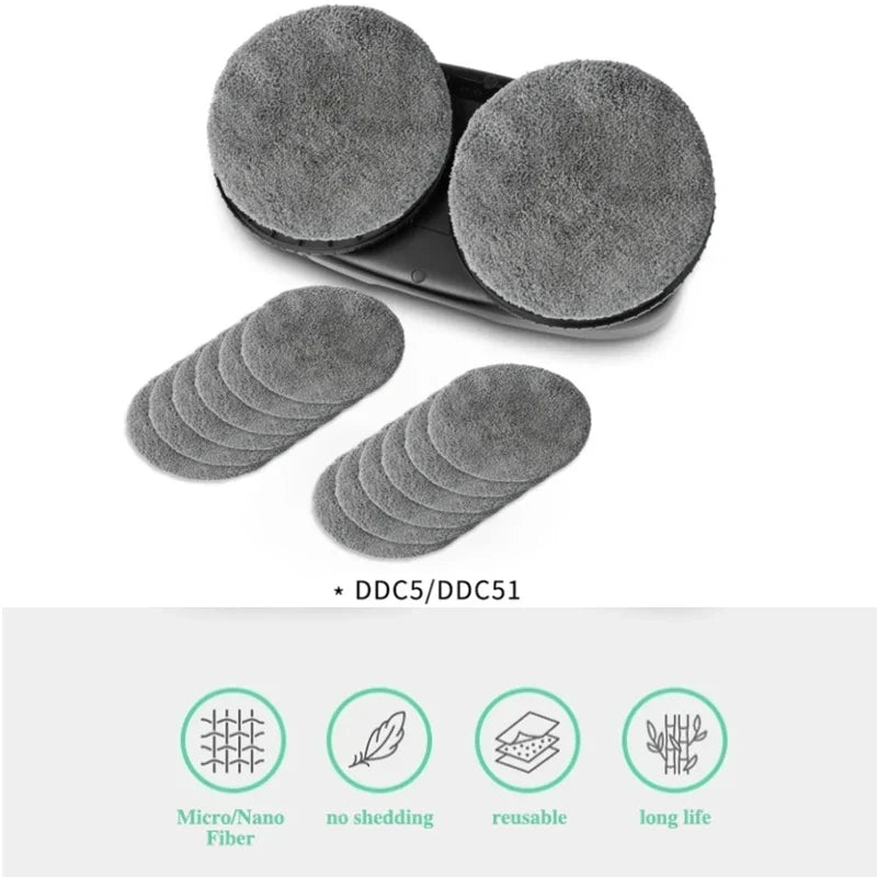 Ersatz-Mop-Pads GlassPurex | Waschbar & Wiederverwendbar | Kompatibel mit HUTT DDC5/DDC55 Fensterreiniger | Mikrofaser-Reinigungstücher