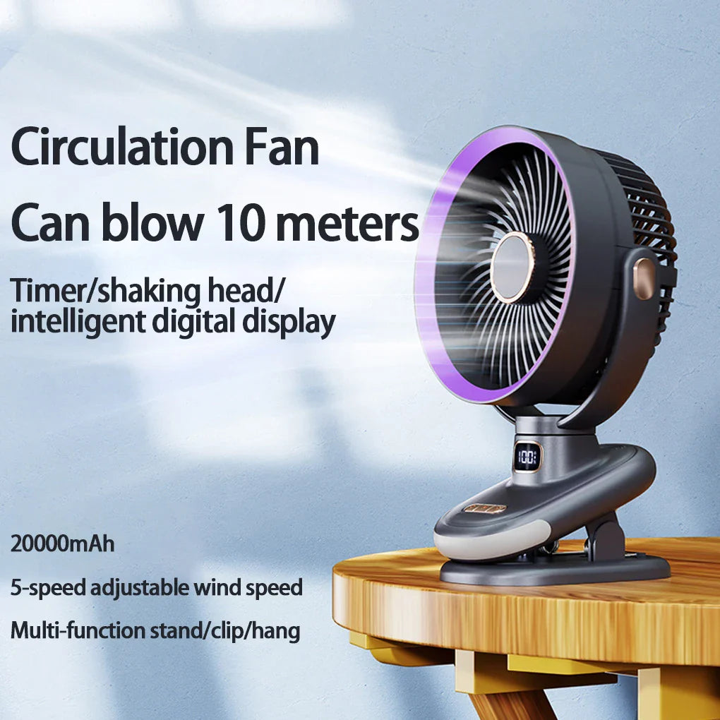 ClipVent Pro | Verstellbarer Clip-Ventilator | 5 Geschwindigkeiten | Digitalanzeige & Flüsterbetrieb