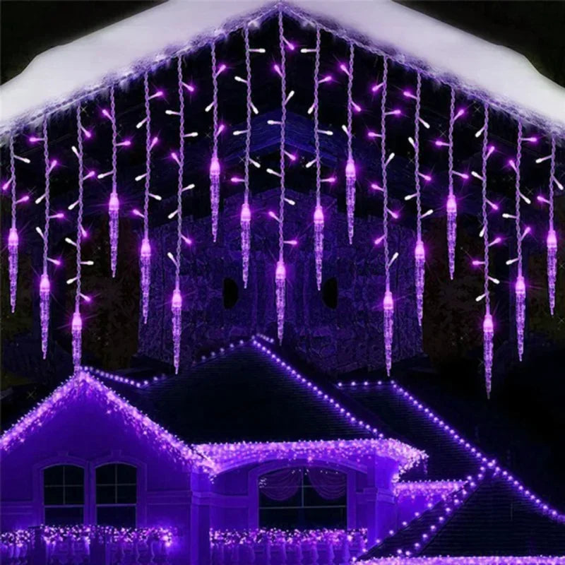 LED Eiszapfen-Lichterkette | 8 Modi | Winter-Festoon Vorhang | Weihnachts- & Neujahrsdeko 2025 | EU-Stecker