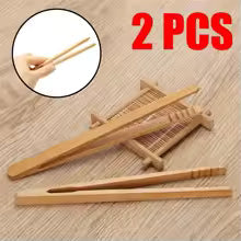 Bambuszange Naturora Grip18 | 2er-Set Küchenzangen aus Holz | 18 cm | Ideal für Toast, Speck, Eis & Tee – hitzebeständig & nachhaltig