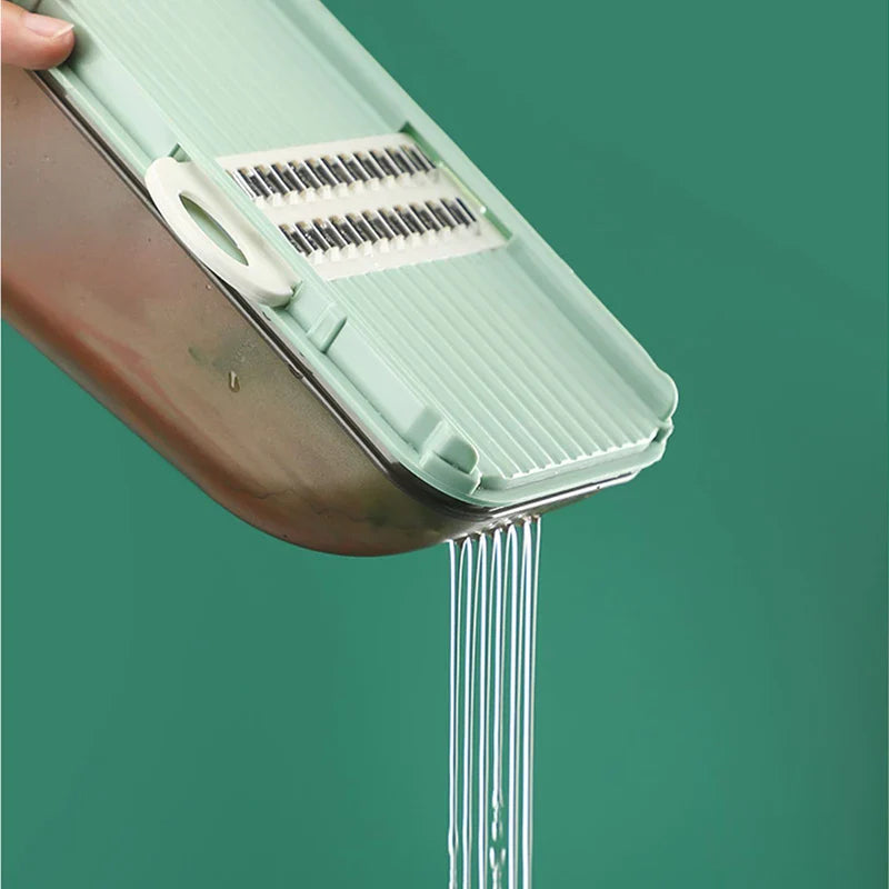 Gemüseschneider SlicePro MultiChef | 5-in-1 Küchenhobel mit Auffangbehälter | Edelstahlklingen & BPA-frei | Für Gemüse, Käse & Salat