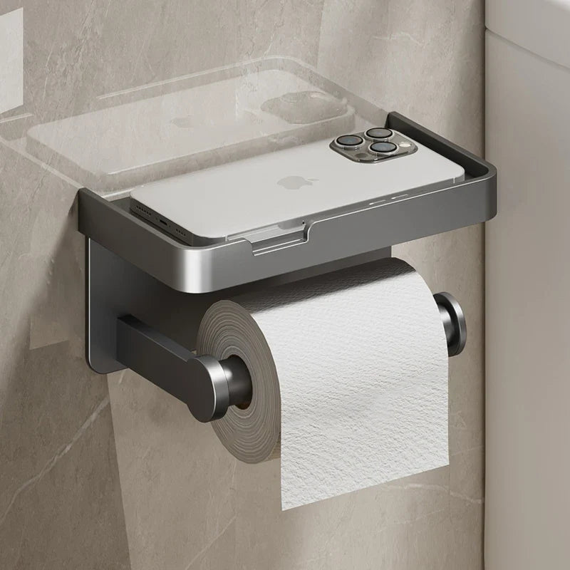 Toilettenpapierhalter Wandmontage | Aluminiumlegierung | Ohne Bohren | Grau/Schwarz/Weiß