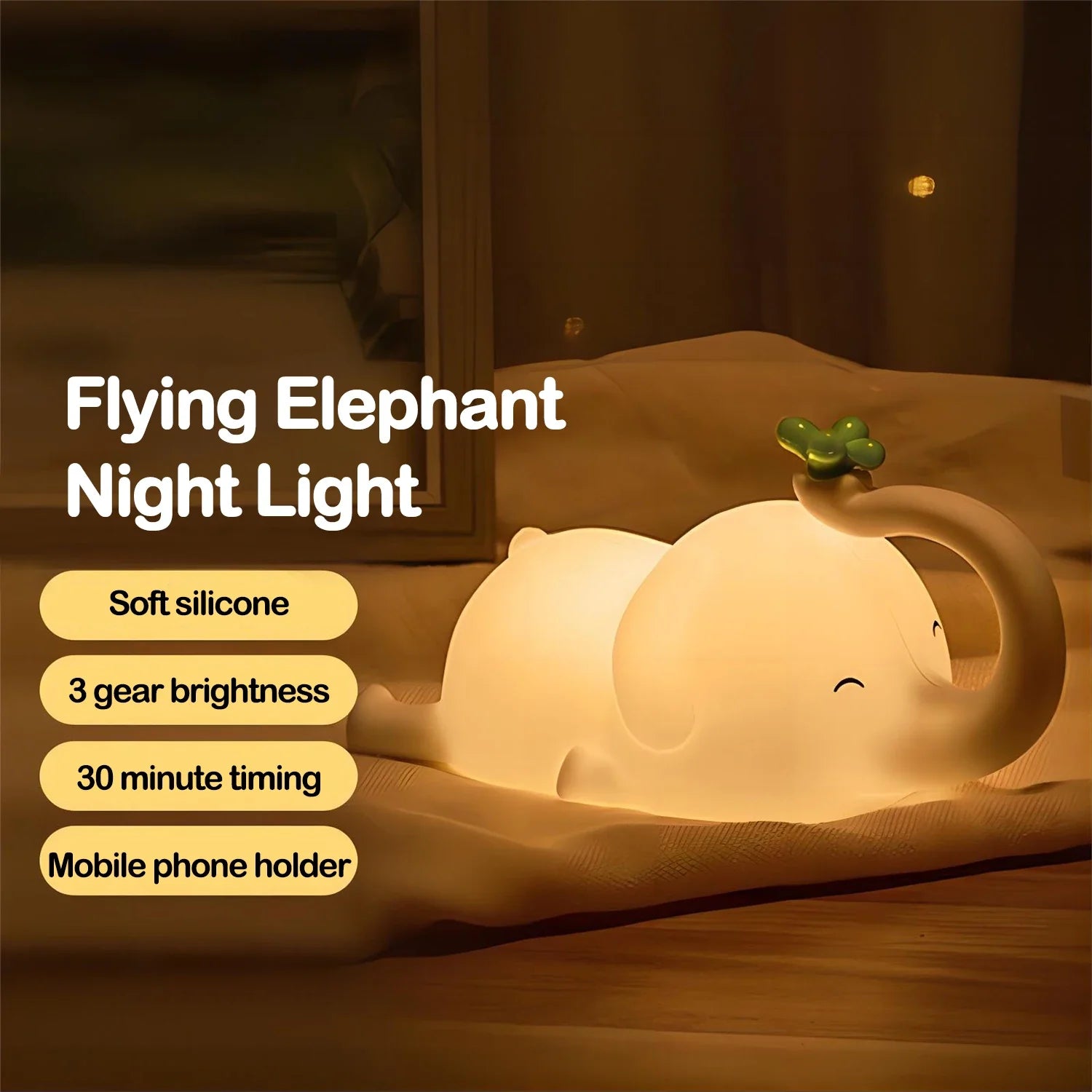 LumiDum LED Nachtlicht | Weiches Silikon | 3 Helligkeitsstufen | Tragbar & Wiederaufladbar | 17,7 × 9,1 cm