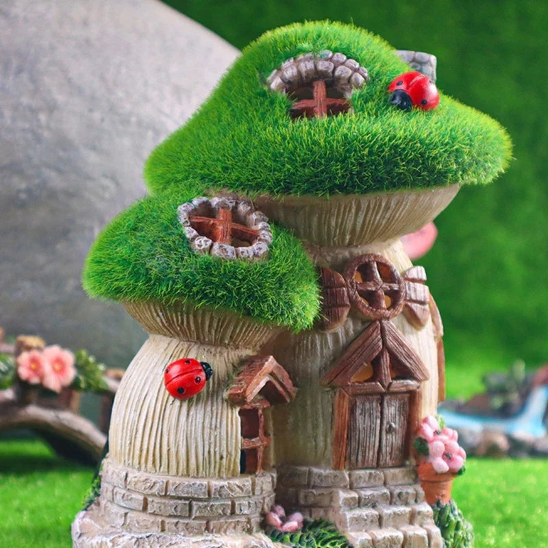 LUMORA Solar Feenhaus | Resin Pilzhaus | Wetterfest & LED-Beleuchtung | Gartendeko 18 × 16 × 11 cm
