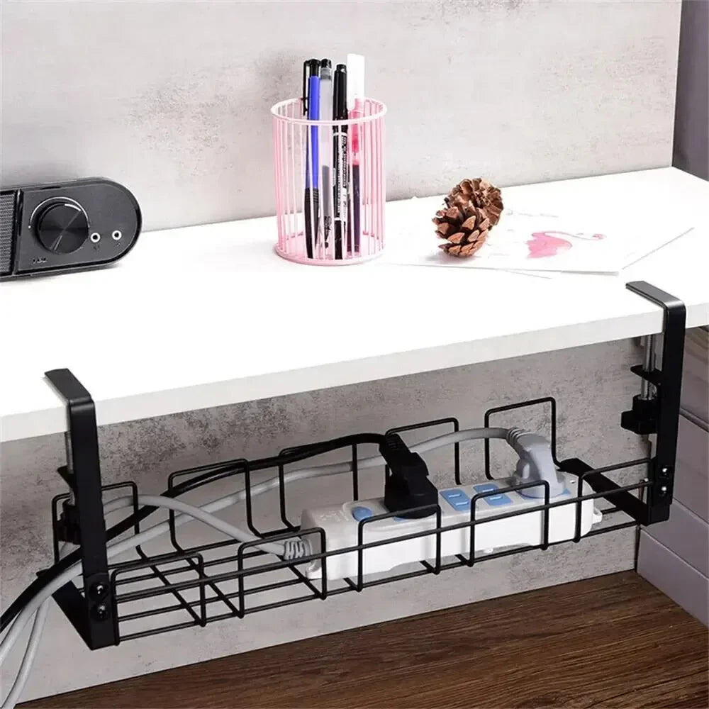 Untertisch Kabel-Organizer DeskLine | Metall Ablagefach | Kabelführung & Stauraum | Ohne Bohren