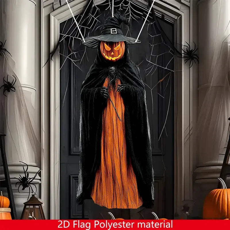 ShadowPumpkin Halloween Hängedeko | Böser Kürbismann | 2D Hintergrundstoff | Für Innen & Außen
