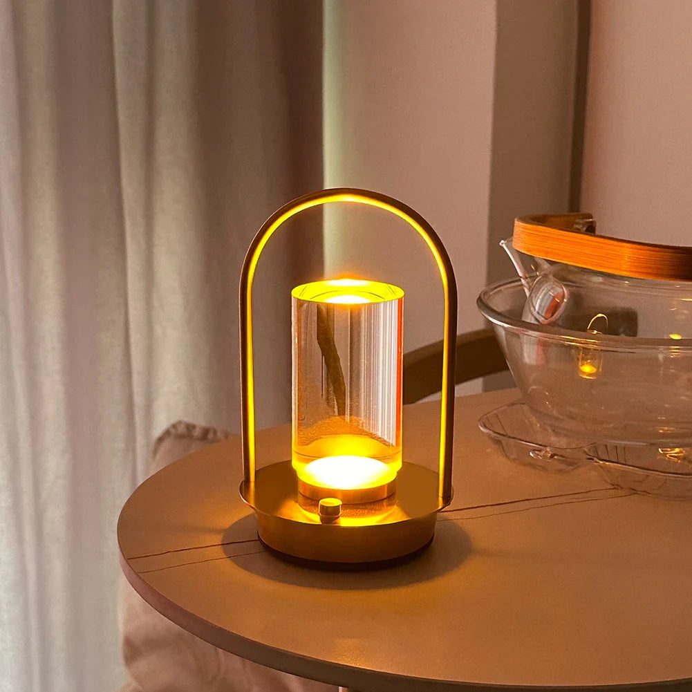 AuroraGlow LED Tischlampe | 3 Lichtfarben & Touch-Dimmung | Wiederaufladbar 2000mAh | Modernes Design | 18 × 9 cm