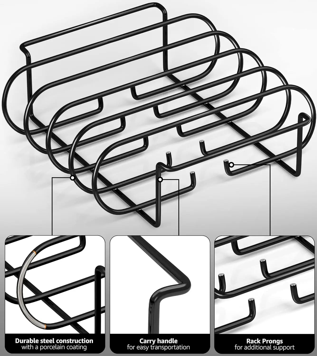 Rippchenhalter GrillMeister Pro | Für 4 Racks | Antihaftbeschichtet | Für Gasgrill & Ofen