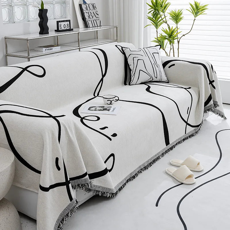 Velvyn | Chenille Sofaüberwurf | Vollständige Sofahusse & Decke in Schwarz | Staubdicht, Weich & Vielseitig | Waschbar & Pflegeleicht