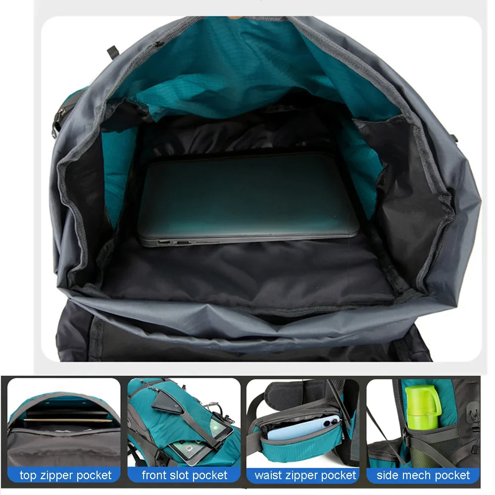 Alpivento 70L Trekkingrucksack | Wasserdichter Camping-Rucksack mit Regenschutz | Großer Outdoor Rucksack für Wandern, Bergsteigen & Reisen  Markenname: