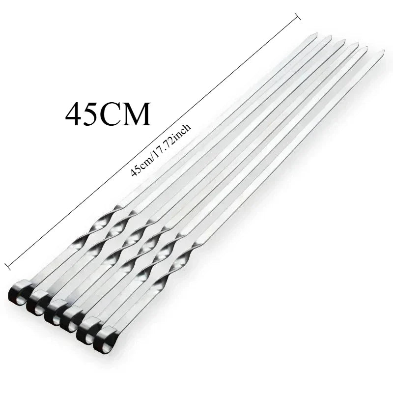GrillSpear Grillspieße 55 cm | Set aus 6 | Edelstahl mit Buchenholzgriff | Extra Lang & Hitzebeständig