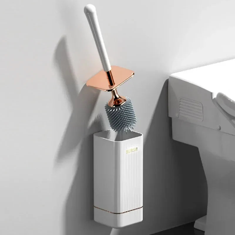 CleanFlex WC-Bürsten Set | Wandmontage ohne Bohren | Tiefenreinigung mit Weichen TPR-Borsten