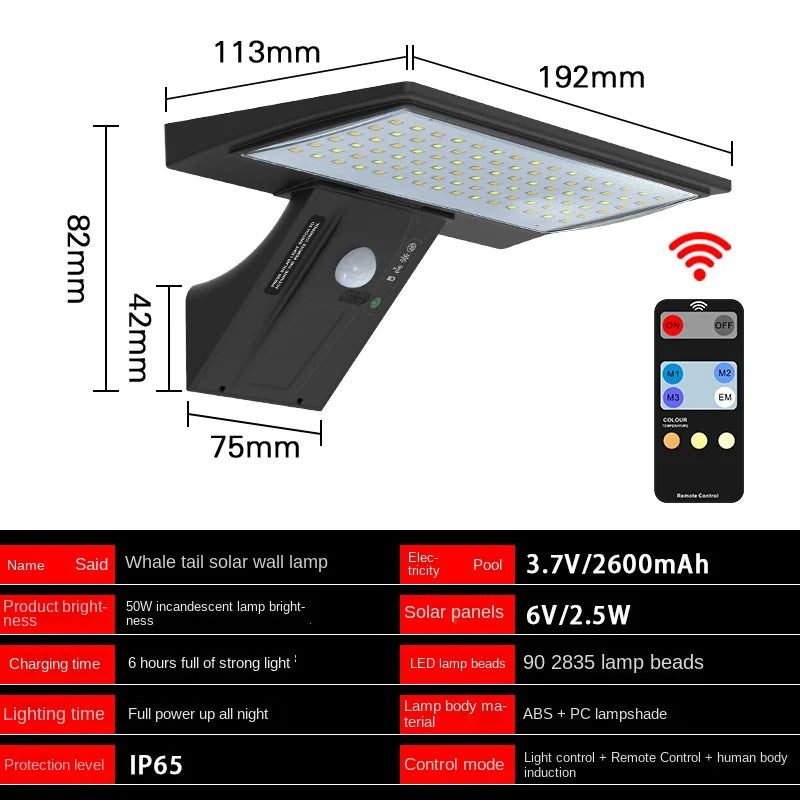 Solargo Lichtpro Solar Wandleuchte Außen | Bewegungssensor & 4 Modi | 90 LEDs | Wasserdicht & Extrem Hell