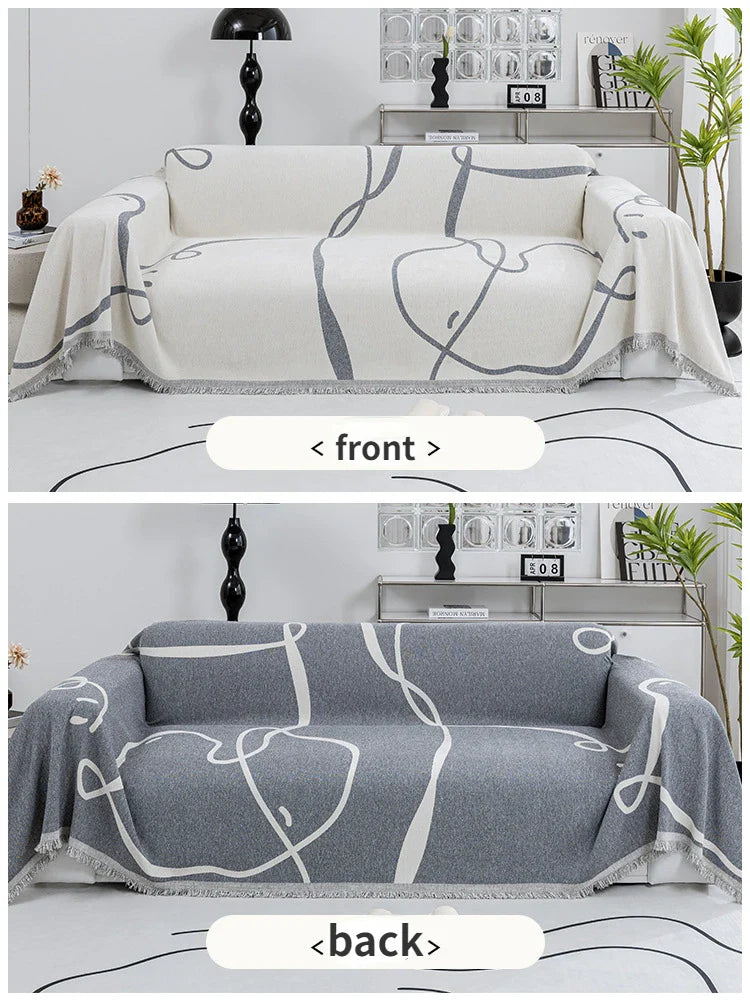 Velvyn | Chenille Sofaüberwurf | Vollständige Sofahusse & Decke in Schwarz | Staubdicht, Weich & Vielseitig | Waschbar & Pflegeleicht
