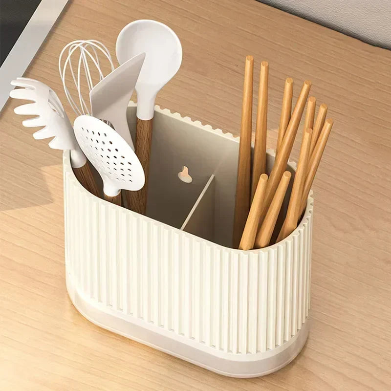 BesteckOrganizer Duo | Wandmontierbarer Besteckhalter | Ohne Bohren | Abtropffunktion | 16,5 × 8,5 × 12,5 cm